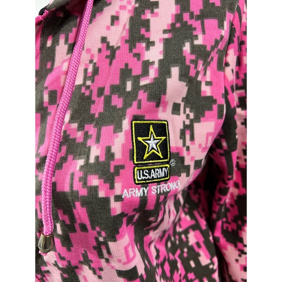 US Army Blaze Pink Camo Jersey Hoodies Zip Hooded Jacket S-XL - Picture 2 of 10